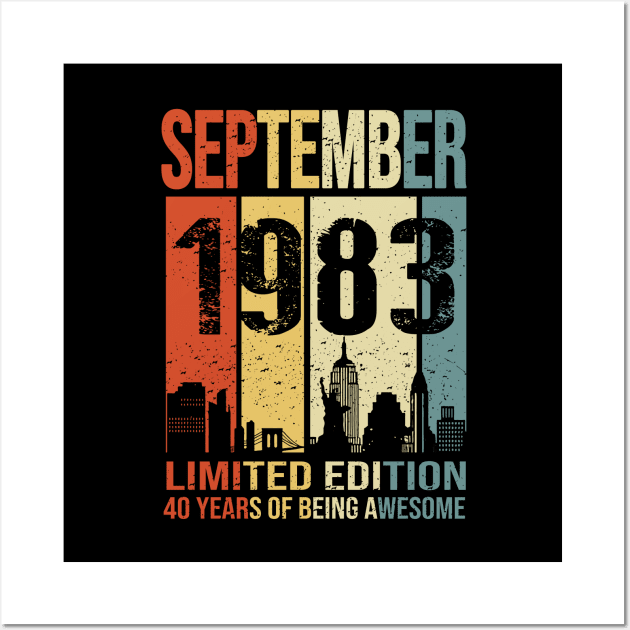 Made In 1983 September Years Of Being Awesome Wall Art by Red and Black Floral